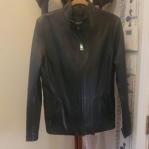 Vintage Nautica Black Women's Leather Jacket